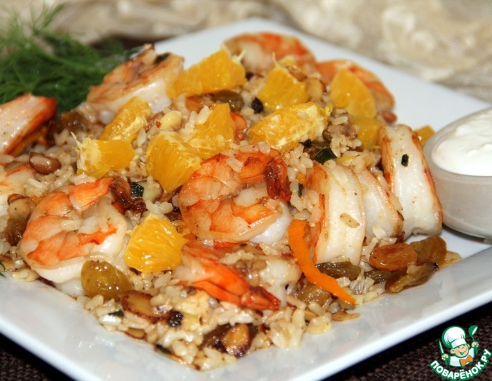 Рецепт: Коричневый рис с креветками