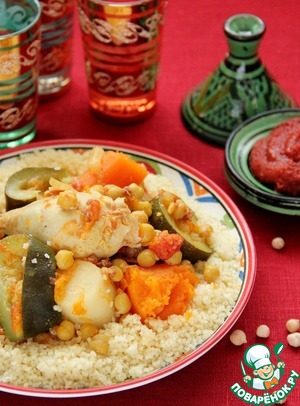 Рецепт Кускус по-мароккански с курицей, овощами и мясными тефтелями
