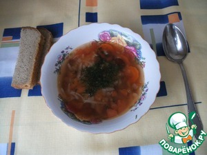 Рецепт Овощной суп с фасолью и рисом