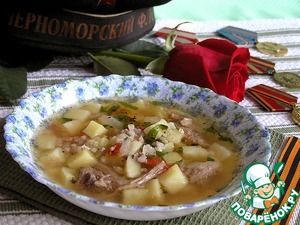Рецепт Суп из свинины с зеленой гречкой и томатами
