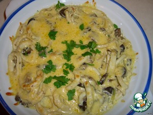 Жульен с кальмарами и грибами — кулинарный рецепт
