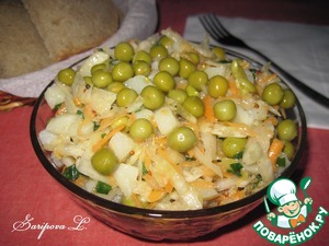 Рецепт Салат из квашеной капусты, зеленого горошка и картофеля