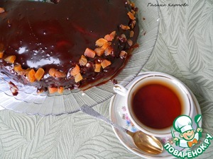 Рецепт Шоколадный торт с творожными шариками и курагой