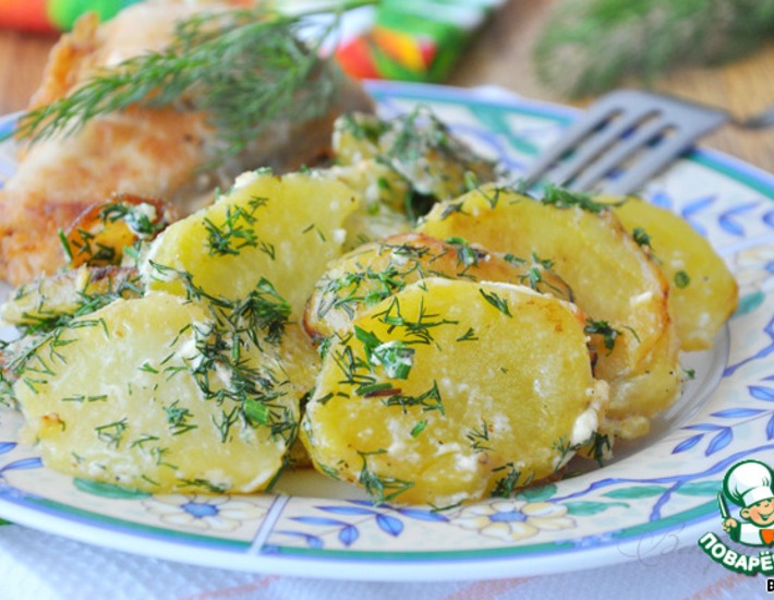 Рецепт: Картофель со сливками и укропом