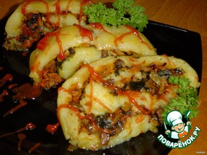 Рецепт Постный картофельный рулет с грибами и овощами