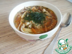 Рецепт Суп с фрикадельками и яично-рисовыми блинчиками