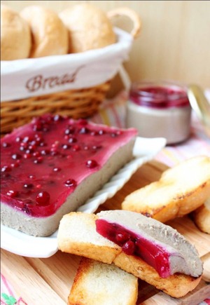 The chicken liver pate with cranberry jelly
