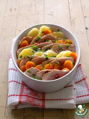 Рецепт Морковно-картофельный гратин со свининой