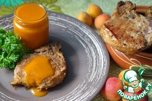Рецепт Свиной антрекот на гриле и абрикосовый соус