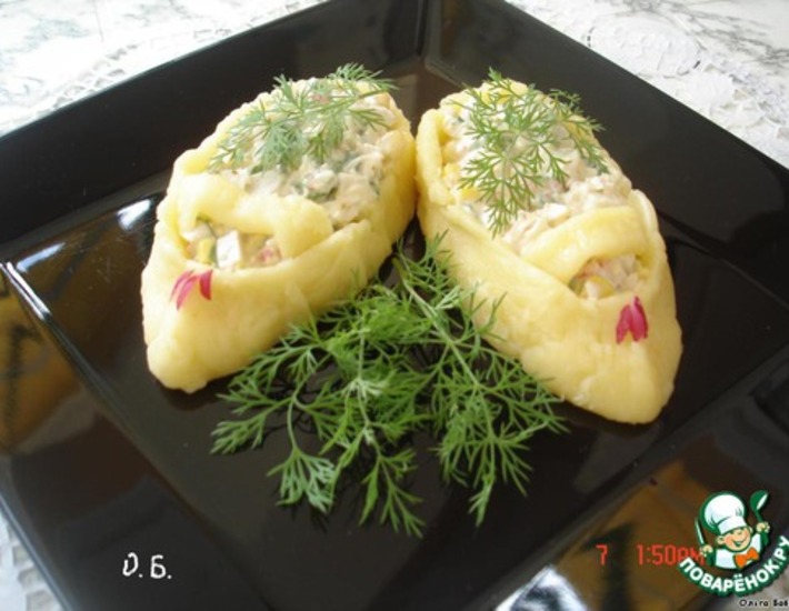 Рецепт: Порционный салатик Башмачки