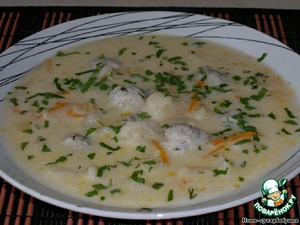 Рецепт Сырный суп с куриными фрикадельками