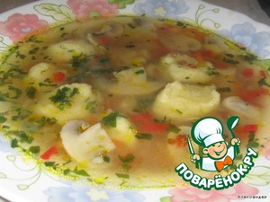 Рецепт Гречневый суп с грибами и картофельными клецками