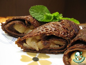 Рецепт Шоколадные блинчики с карамельными яблоками