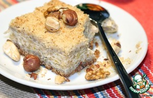 Рецепт Рассыпчатый яблочно-творожный пирог с орехами