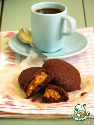 Рецепт Шоколадные подушечки с начинкой из арахисовой пасты