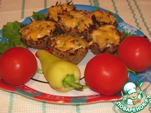 Рецепт Тарталетки из картофеля с куриным филе под чесночно-сырным соусом