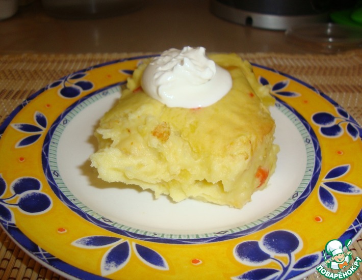 Рецепт: Картофельная зепеканка с плавленым сыром и овощами