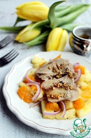 Рецепт Салат с куриной печенью и фруктами
