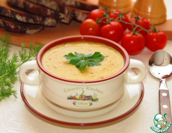 Рецепт: Турецкий суп из чечевицы с грибами