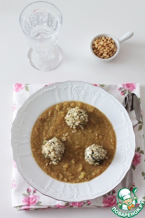 Рецепт Овощной суп с рисовыми шариками песто