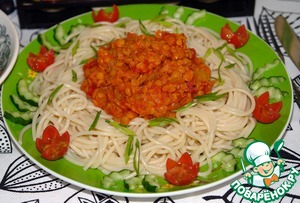 Рецепт А-ля Болоньезе из чечевицы со спагетти