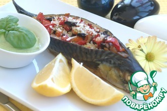 Рецепт: Рыба с овощами и горчичным соусом из брокколи