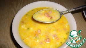 Рецепт Сырный суп без картошки с копченостями