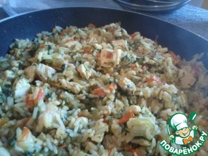 Рецепт Солнечный рис с курицей, овощами и чечевицей