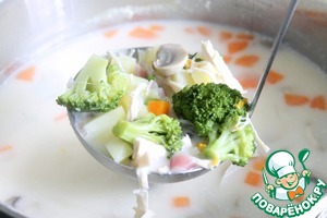 Рецепт Сливочный суп с курицей и овощами