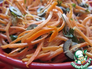 Рецепт Салат из моркови, шампиньонов и маслин