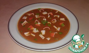 Рецепт Томатный суп-пюре с крабовой стружкой