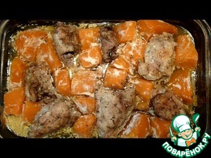 Рецепт Куриные бёдра, запеченные с тыквой в духовке