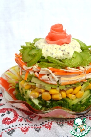 Рецепт Легкий крабовый салат с сельдереем и авокадо