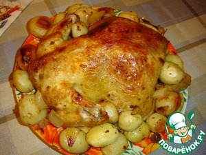 Рецепт Запеченная курица с лимоном, чесноком и картофелем