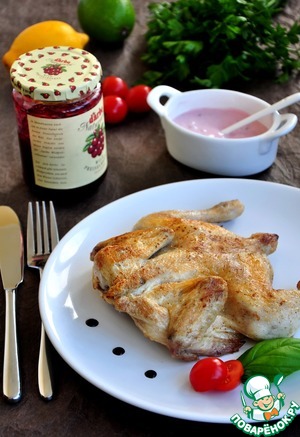 Рецепт Жареный цыпленок с брусничной заправкой