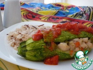 Рецепт Кабачок, фаршированный курицей с овощами