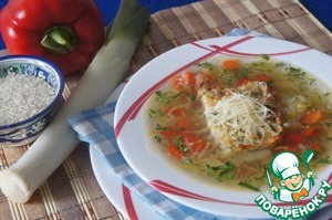 Рецепт Суп из лука-порея с запеченым рисом