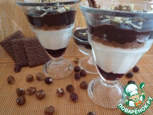 Рецепт Десерт молочно-шоколадный с клюквенным соусом