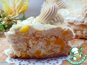 Рецепт Кофейный торт с персиками и миндалем