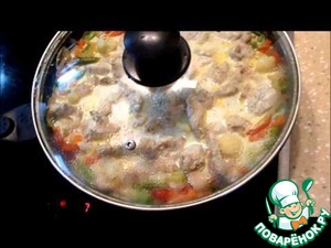Рецепт Рагу из куриной грудки с фунчозой и овощами