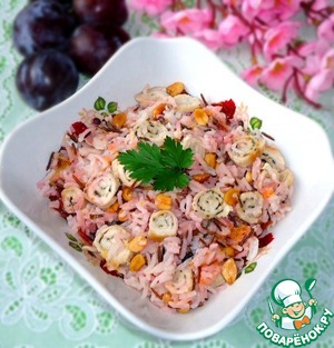 Рецепт Тёплый рисовый салат с курицей, сливами и арахисом