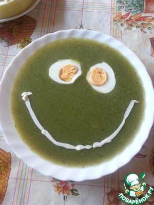 Рецепт Суп-пюре со шпинатом и зеленым горошком