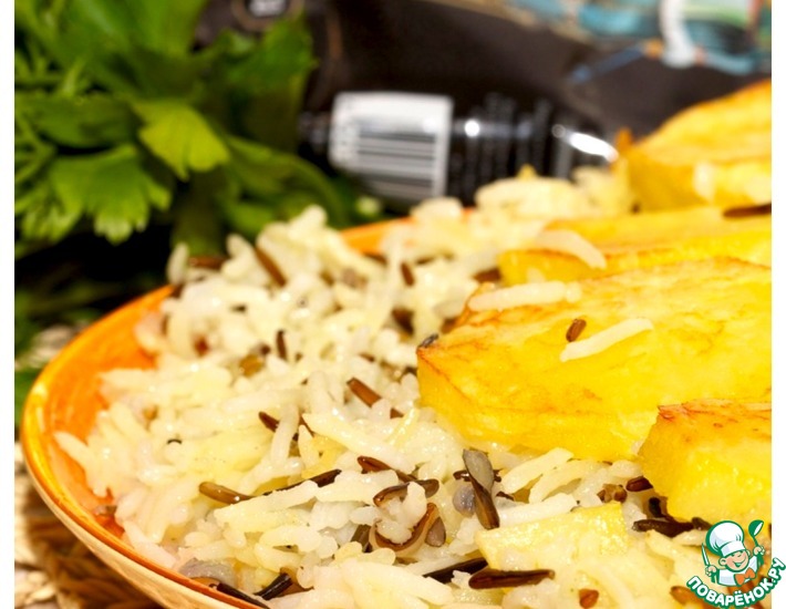 Рецепт: Рассыпчатый рис и золотистый картофель