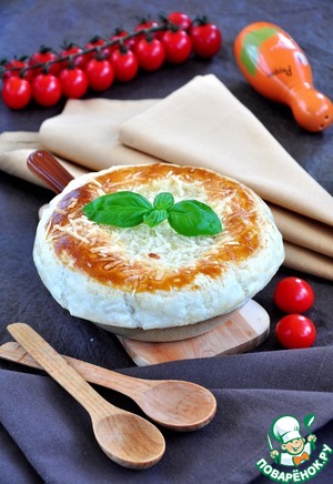 Рецепт Порционный пирог из семги, грибов и риса в сковороде