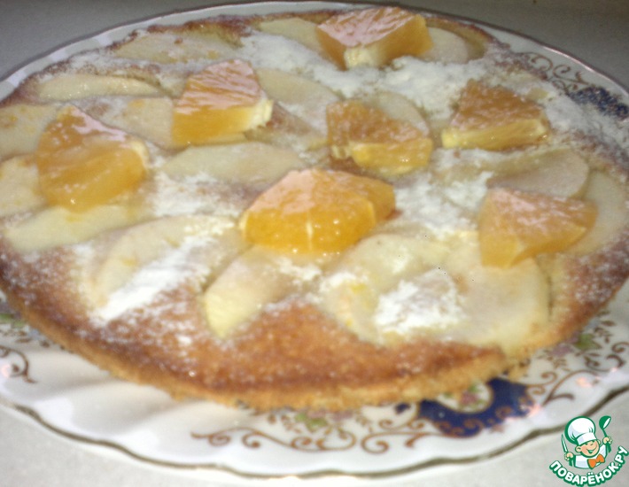 Рецепт: Пирог с яблоками и овсянкой и апельсиновой ноткой