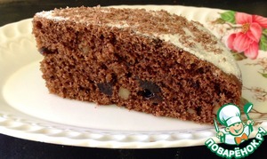 Рецепт Шоколадный постный пирог с черносливом и орехами