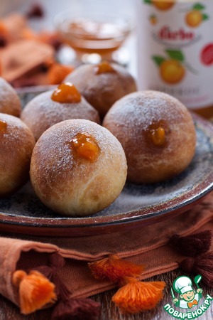 Рецепт Мини-пончики с абрикосовым конфитюром