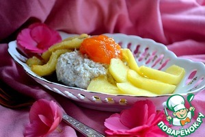 Рецепт Овсяно-творожный крем с жареными фруктами и джемом