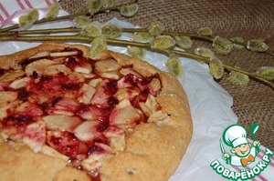 Рецепт Овсяная галета с яблоком и вишнёвым конфитюром