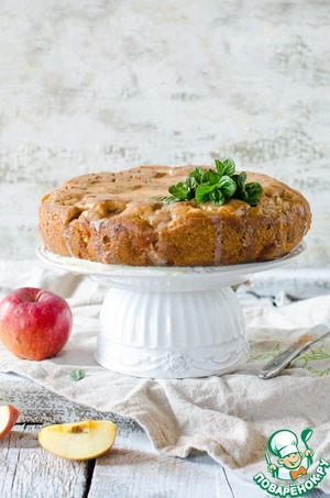 Рецепт Яблочный пирог с заливкой из кефира и сгущенки